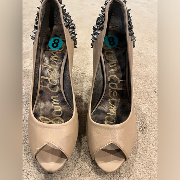 🚨3 for $15🚨 SAM EDELMAN spiky nude peep toe heels - Picture 3 of 7
